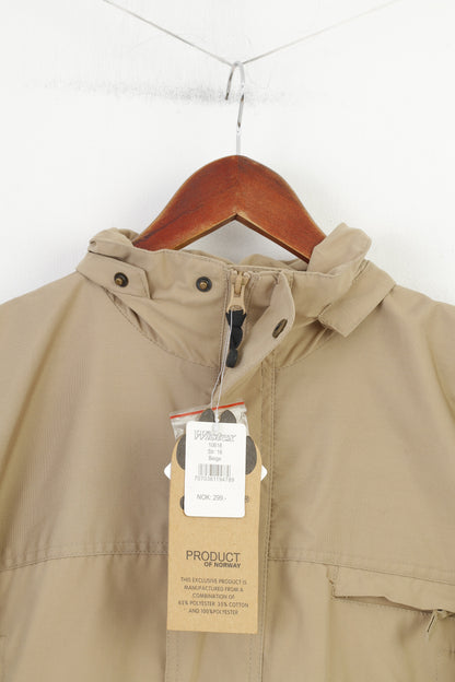Nuova giacca Gaupa da ragazzo di 16 anni con cappuccio beige con cerniera intera Norvegia tasche vintage all'aperto 