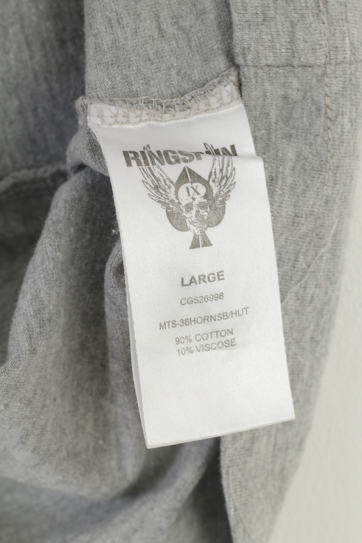 Ringspun Hommes LS Polo Gris Coton Col Boutonné Manches Courtes Haut Vintage