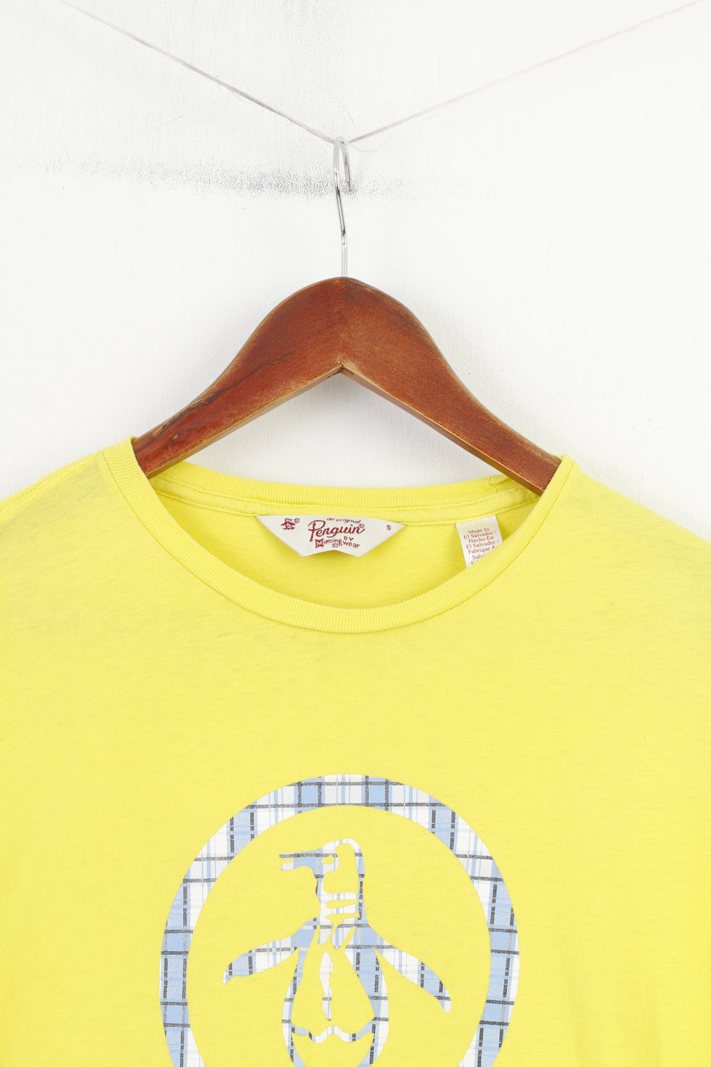 Penguin Men S T-Shirt Yellow Cotton Crew Neck Summer Penguin Graphic Top