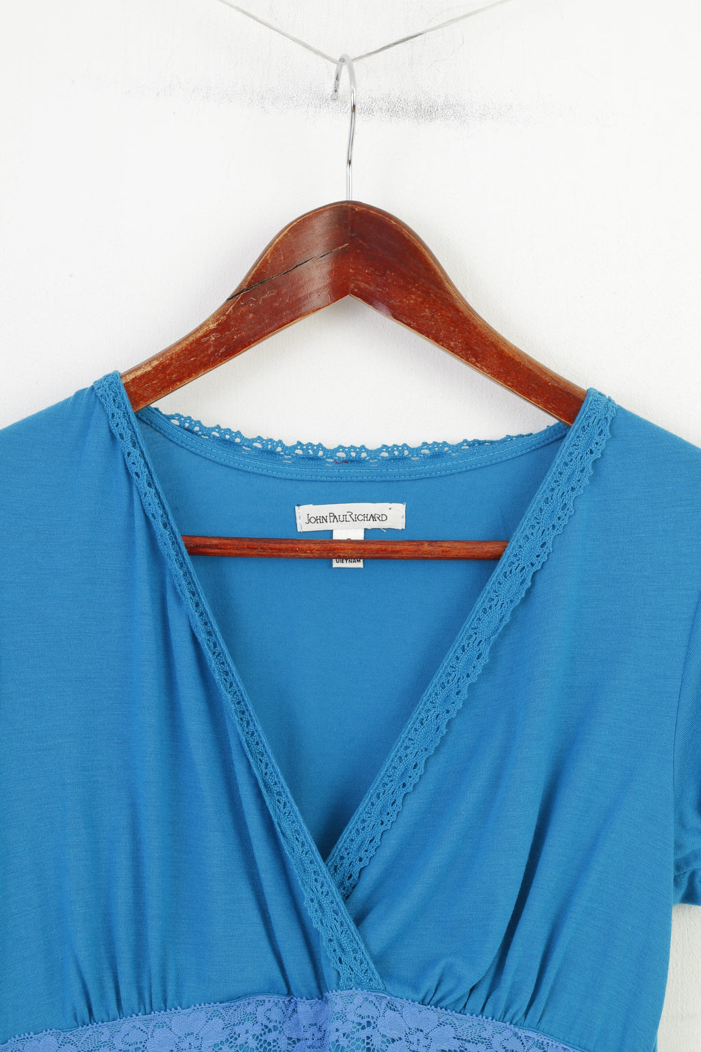 John Paul Richard Women S Dress Sea Turquoise Summer Sundress V Neck Short Sleeve Midi