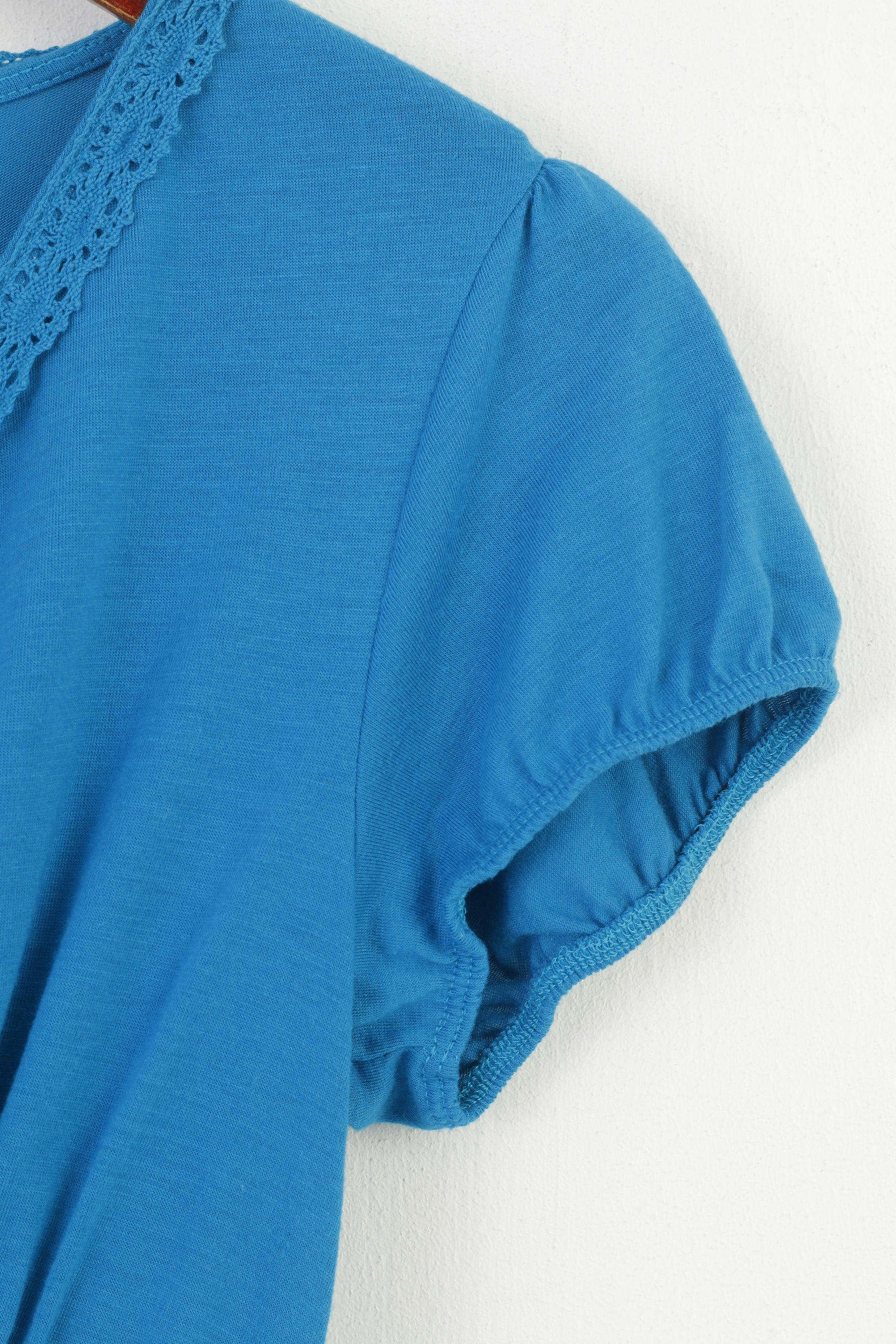 John Paul Richard Robe Femme Mer Turquoise Robe D'été Col V Manches Courtes Midi