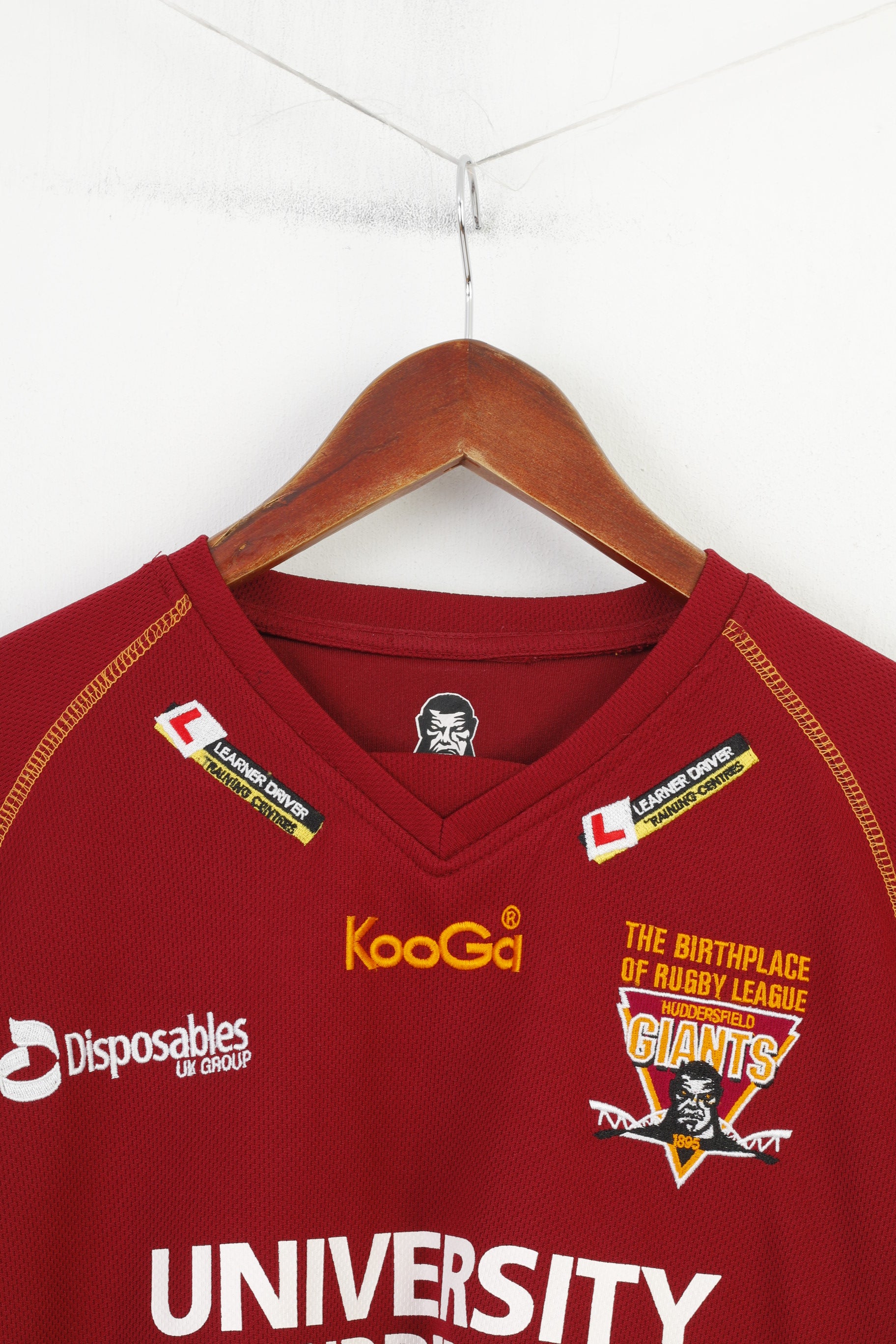 Kooga Garçons L 10 Âge T-Shirt Huddersfield Giants League Jersey LGB Rugby Sport Vintage BurgundyTop