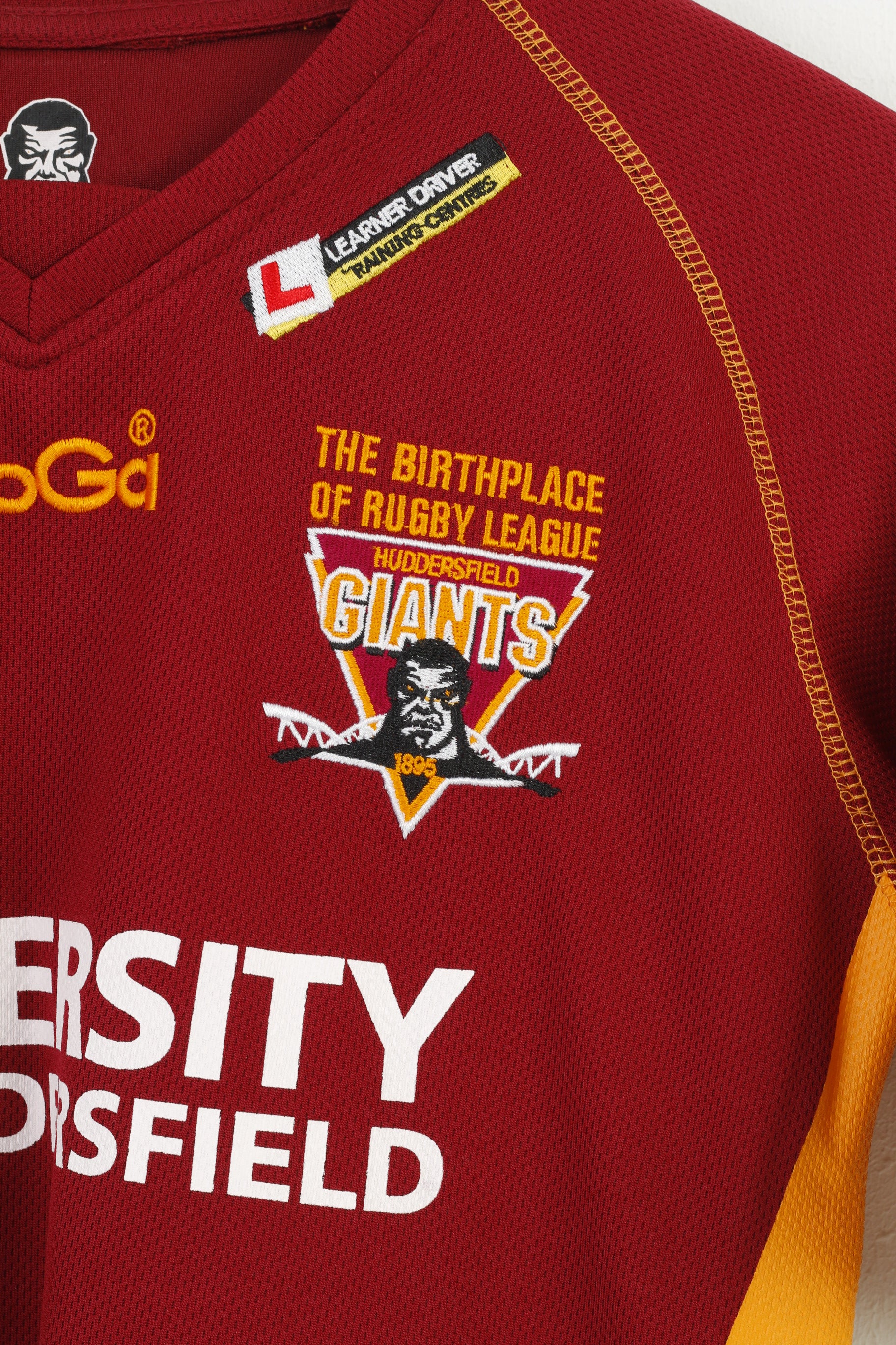 Kooga Garçons L 10 Âge T-Shirt Huddersfield Giants League Jersey LGB Rugby Sport Vintage BurgundyTop