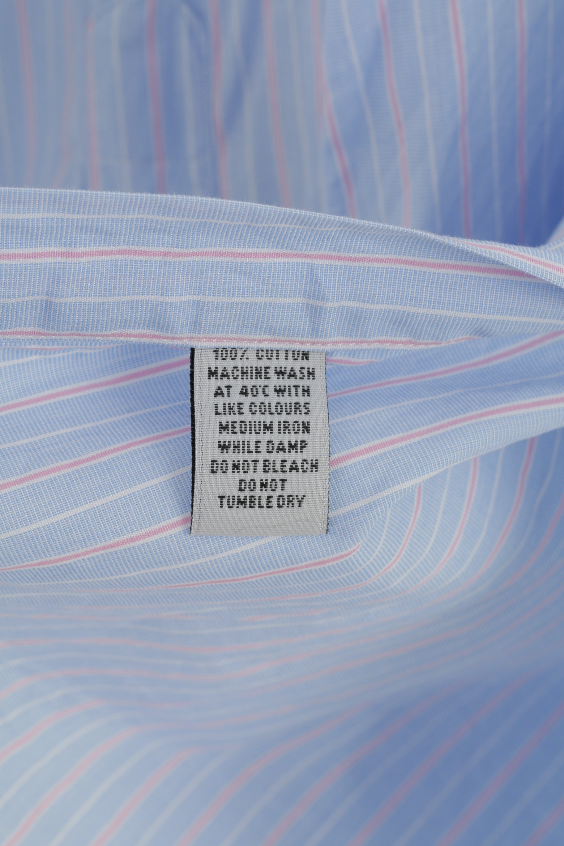 Joseph Turner Men 35 XL Casual Shirt Cuffs Blue Cotton Striped Long Sleeve Classic Top