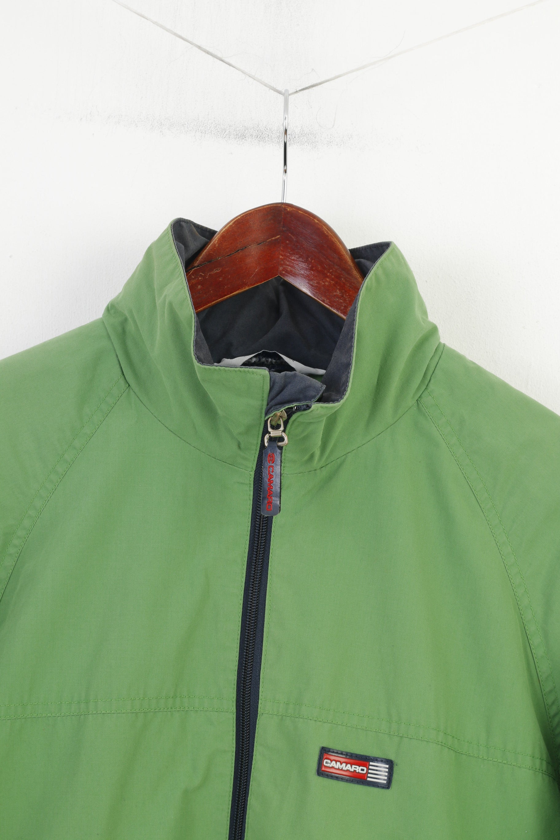 CAMARO Garçons 152 Veste Vert Capuche Coupe-Vent Fermeture Éclair Complète Rembourré Vintage Top