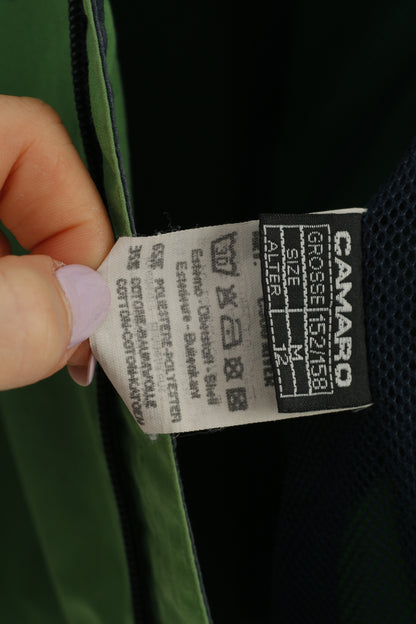 CAMARO Garçons 152 Veste Vert Capuche Coupe-Vent Fermeture Éclair Complète Rembourré Vintage Top