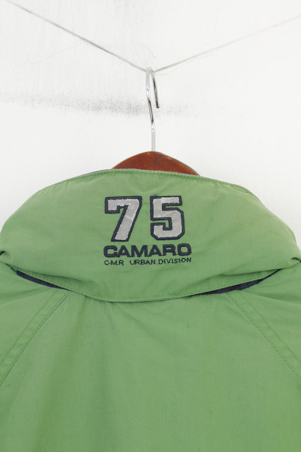 CAMARO Boys 152 Jacket Green Hood Windcheater Full Ziper Padded Vintage Top
