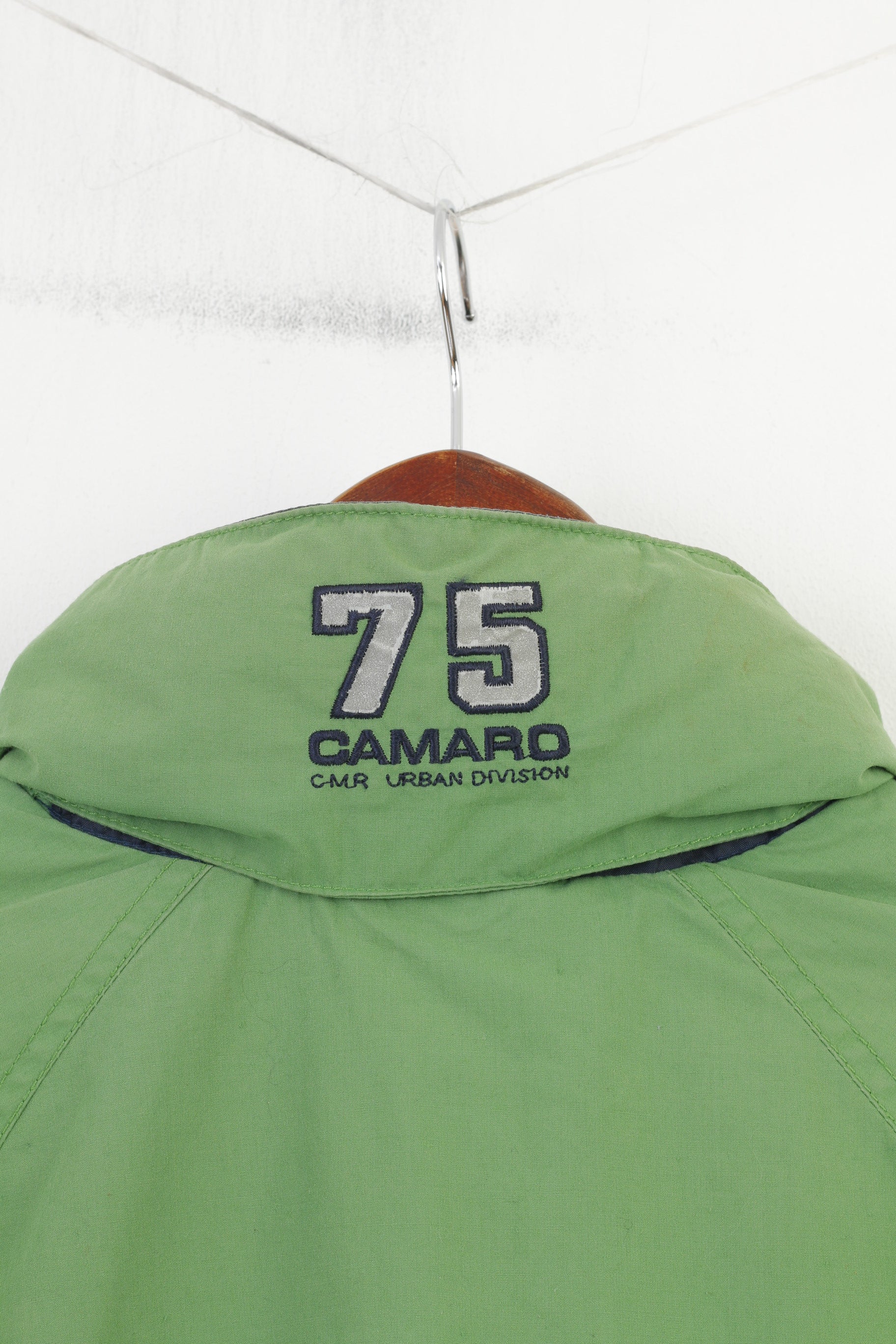 CAMARO Boys 152 Jacket Green Hood Windcheater Full Ziper Padded Vintage Top