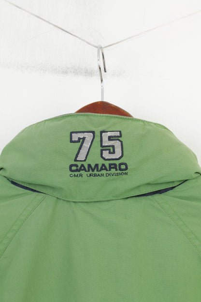 Giacca CAMARO da ragazzo 152 Giacca a vento con cappuccio verde Top vintage imbottito con cerniera intera