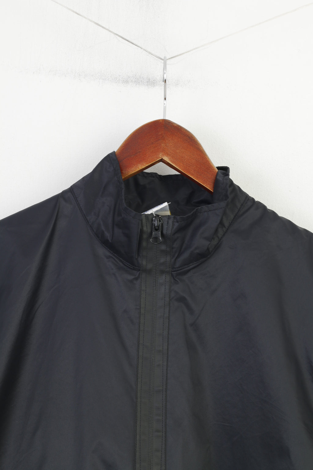 Leicester City Football Club Men L Jacket Black Full Zipper Sport Nylon Waterproof Vintage Top