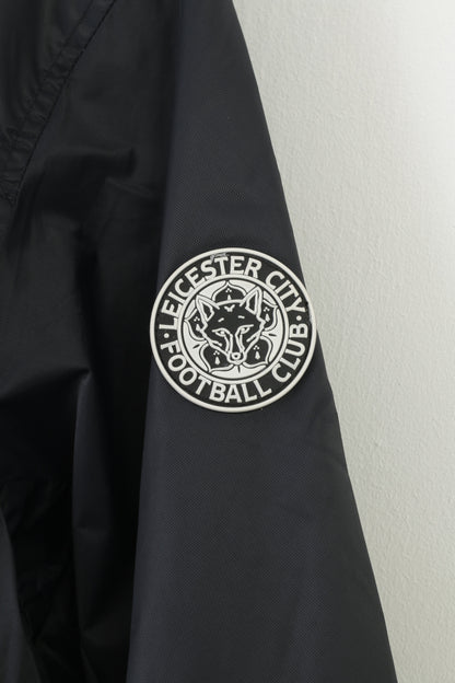 Leicester City Football Club Men L Jacket Black Full Zipper Sport Nylon Waterproof Vintage Top