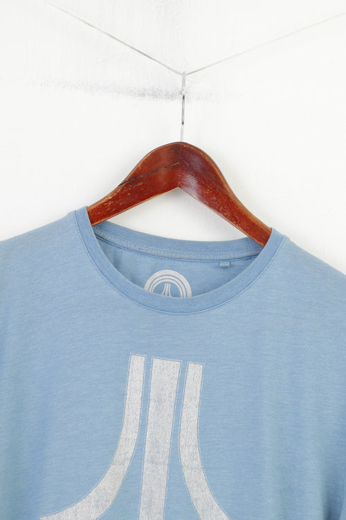 Atari Hommes M Chemise Bleu Sport Coton Vintage Gamer Ras Du Cou Haut 