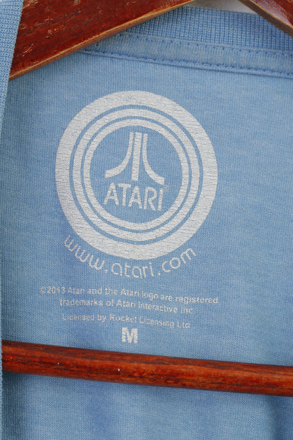 Atari Men M Shirt Blue Sport Cotton Vintage Gamer Crew Neck Top