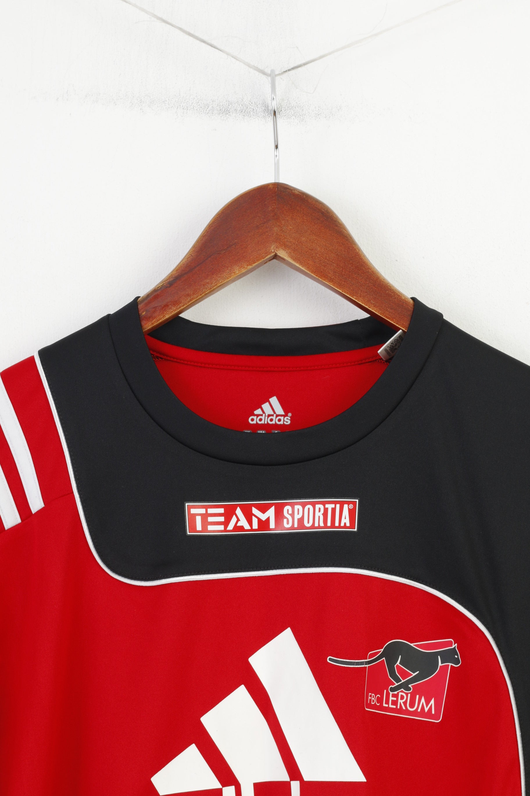 Adidas Hommes 38 40 M Chemise Jersey Team Sportia Rouge FBC Lerum Manches Courtes Vintage Top