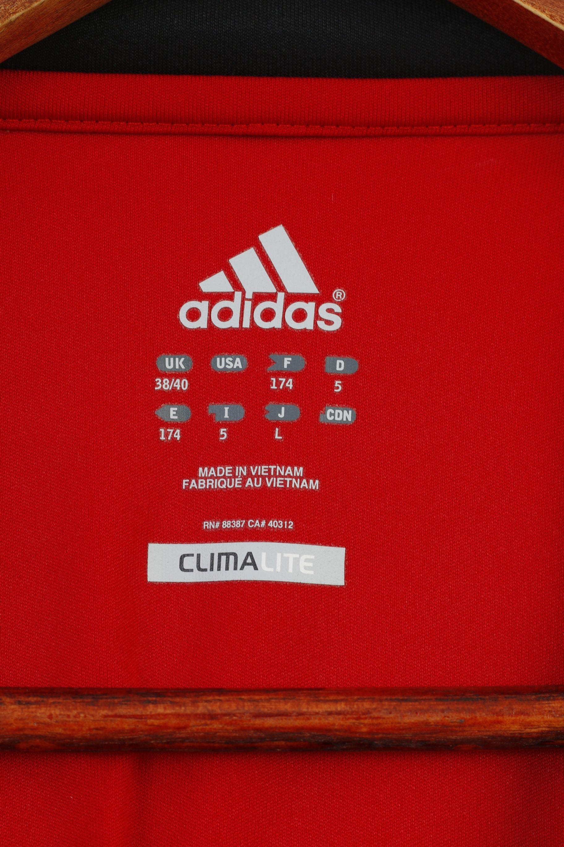 Adidas Hommes 38 40 M Chemise Jersey Team Sportia Rouge FBC Lerum Manches Courtes Vintage Top