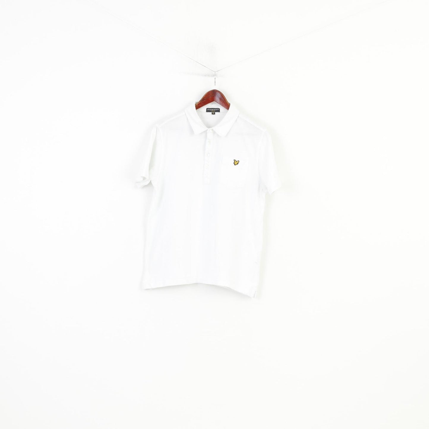 Lyle & Scott Men XL Polo Shirt White Cotton Short Sleeve Vintage Top