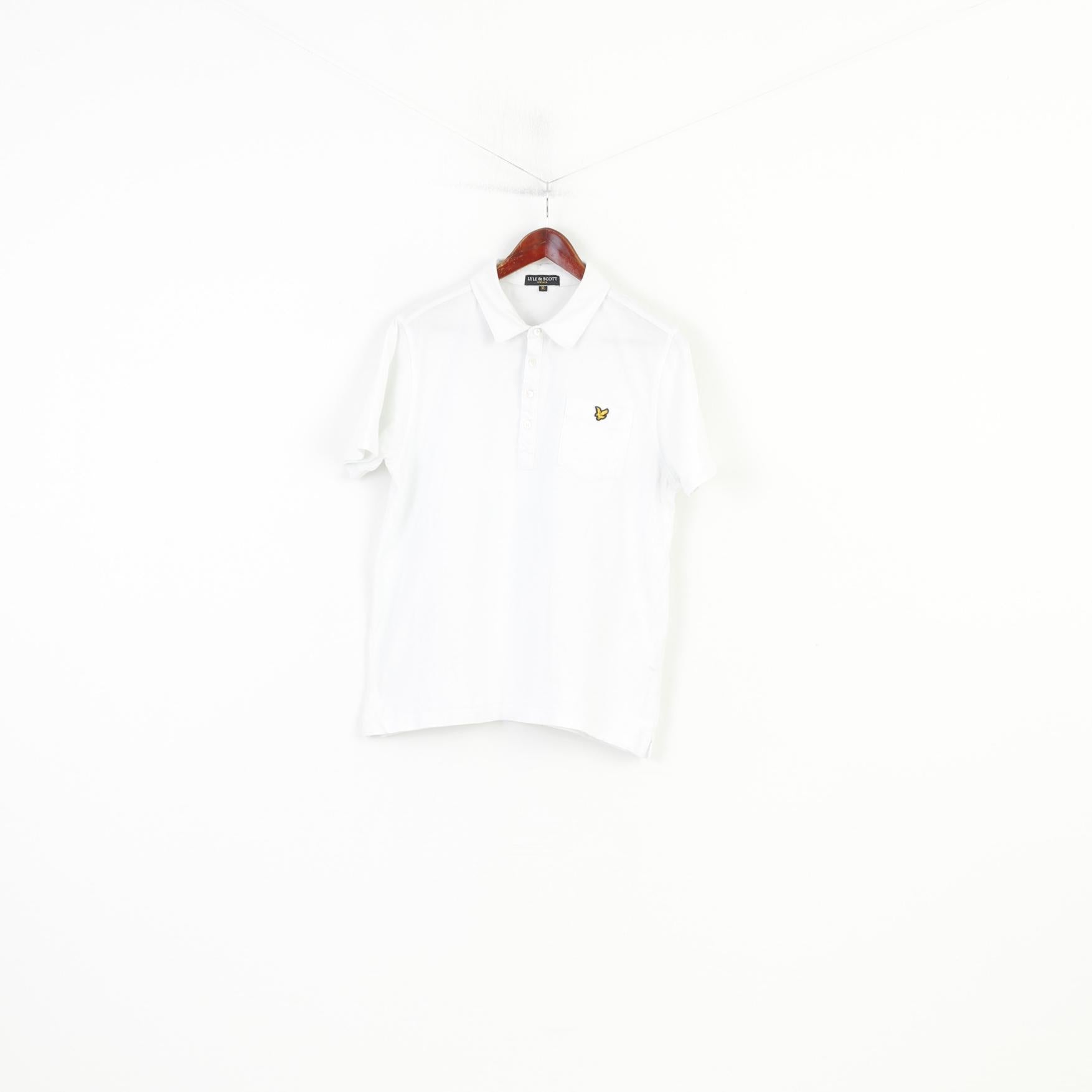 Lyle & Scott Men XL Polo Shirt White Cotton Short Sleeve Vintage Top