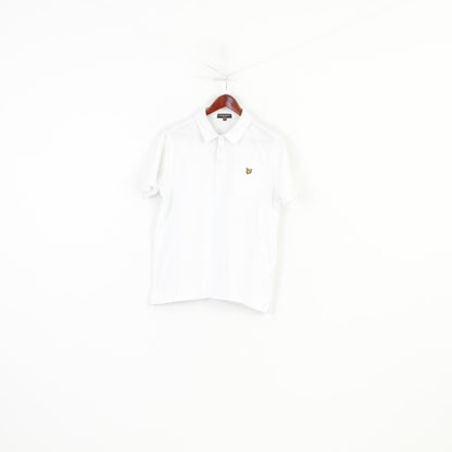 Lyle & Scott Men XL Polo Shirt White Cotton Short Sleeve Vintage Top