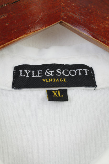 Lyle &amp; Scott Homme XL Polo Blanc Coton Manches Courtes Haut Vintage