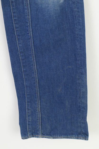 882 POLICE Men 30 Jeans Trousers Picolino Blue Denim Straight Leg Zipper Pockets Pants