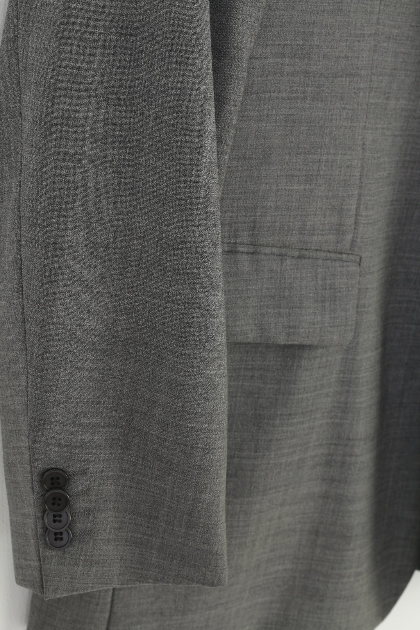 Hugo Boss Men 52 42 Blazer Grey Wool Vintage Single Breasted Shoulder Pads Jacket