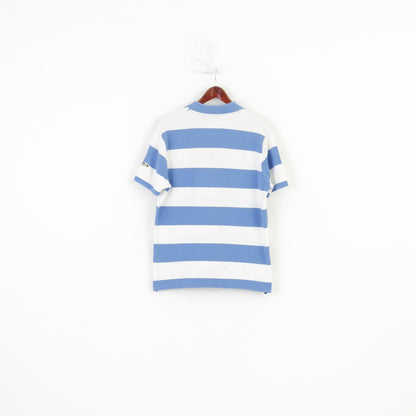 Nils Sundström Polo da uomo L a righe blu bianche in cotone Argentina Polo Team Vintage Top 