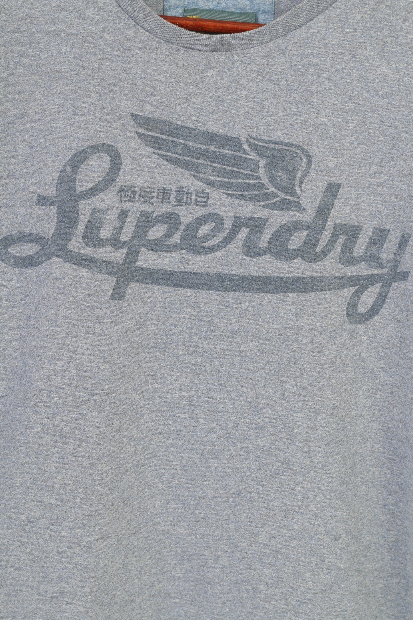 Superdry Hommes L T-Shirt Gris Manches Courtes Training Classics Coton Ras Du Cou Top 