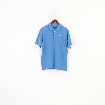 Robe Di Kappa Men M Polo Shirt Cotton Blue Gold Logo Short Sleeve Collar Top