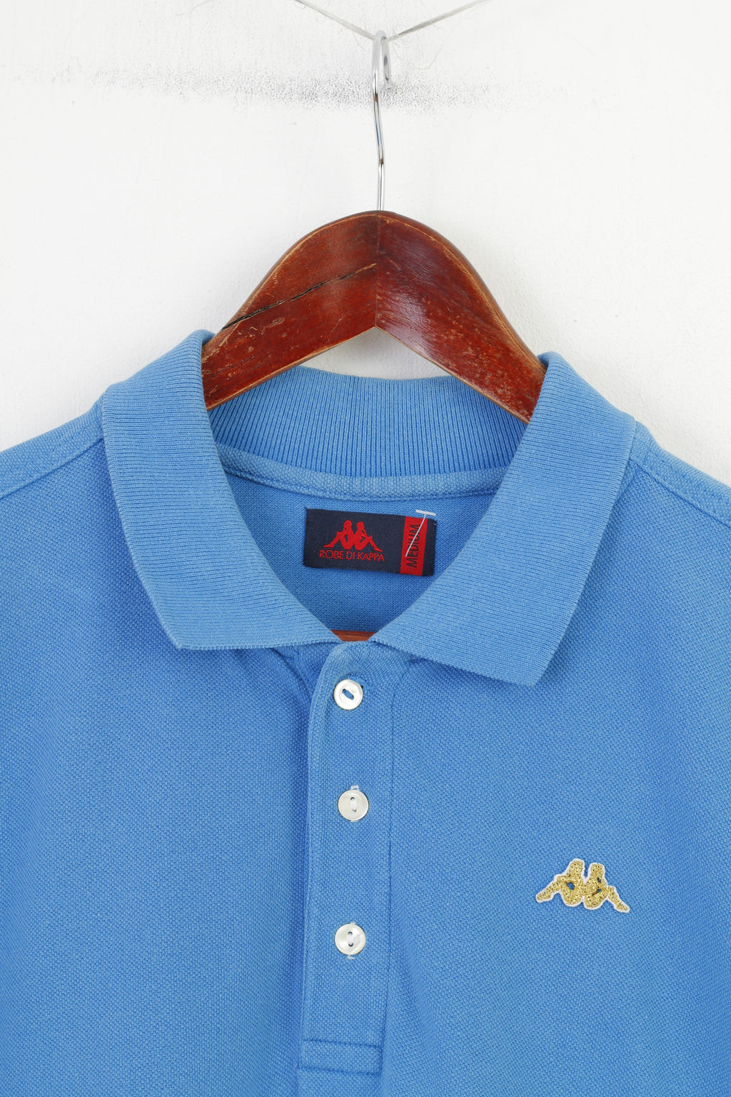 Robe Di Kappa Polo da uomo M in cotone con logo blu oro e colletto a maniche corte
