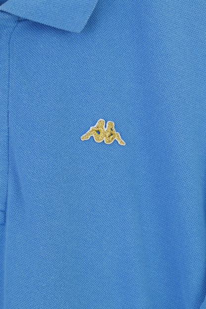 Robe Di Kappa Homme M Polo Coton Bleu Or Logo Manches Courtes Col Haut