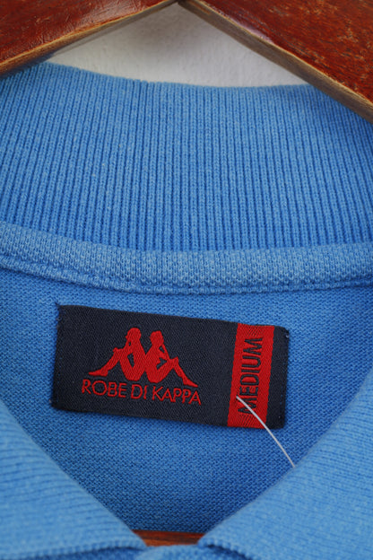 Robe Di Kappa Men M Polo Shirt Cotton Blue Gold Logo Short Sleeve Collar Top