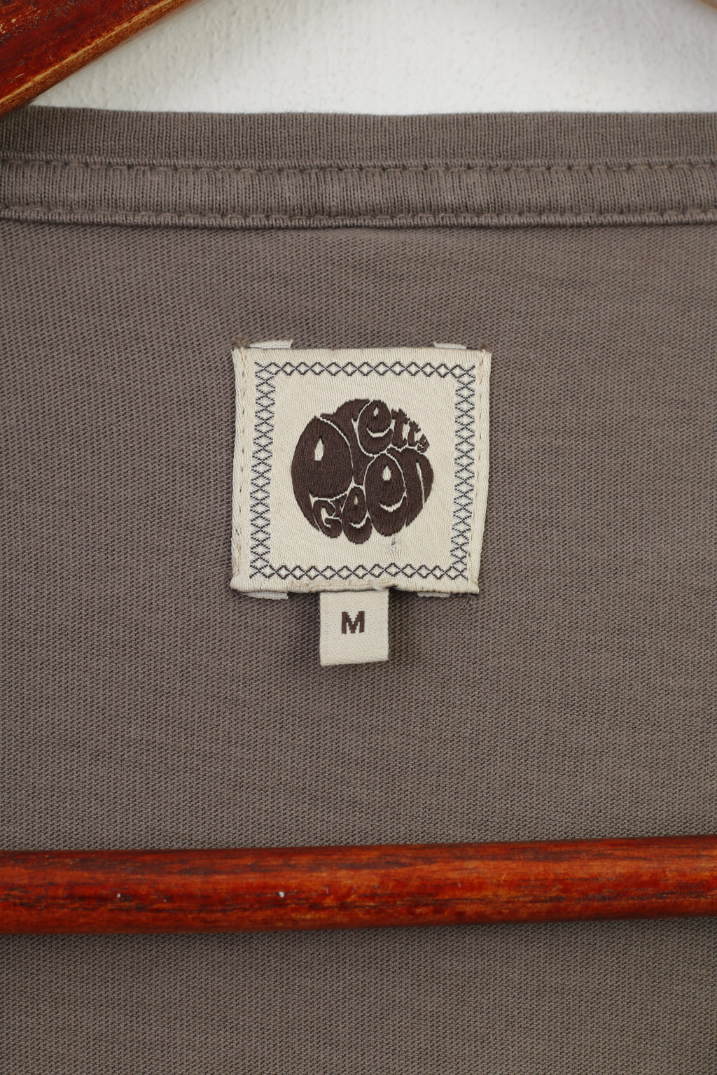 Pretty Green Men M T-Shirt Grey Short Sleeve Crew Neck Cotton Top