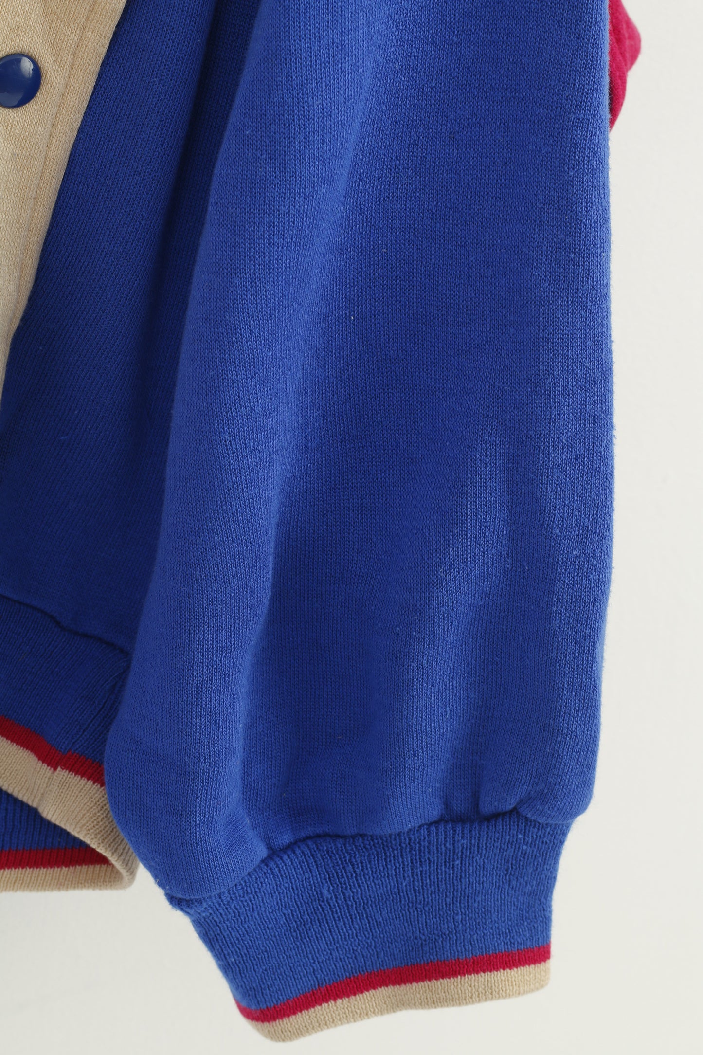 SAS Femmes M Sweat Zip Cou Beige Coton Italie Sportswear Col Oversize Vintage Top