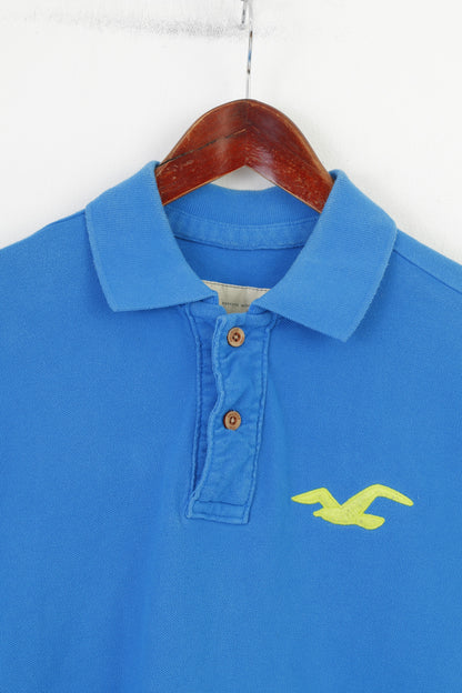 Polo Hollister da uomo M. Top slim fit in cotone blu con dettagli
