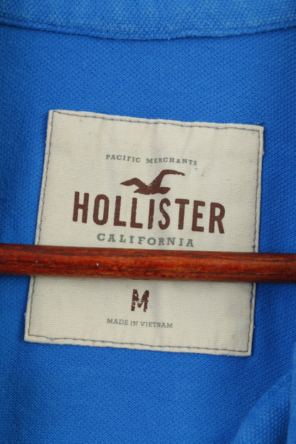 Hollister Men M Polo Shirt Blue Cotton Detailed  Slim Fit Top
