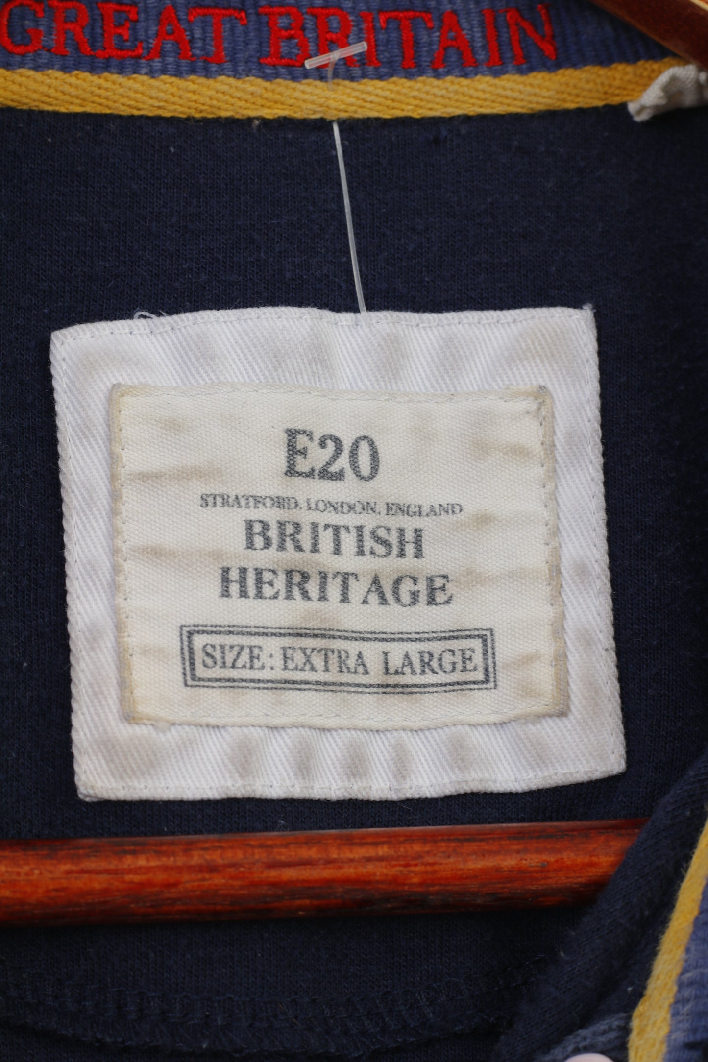 Stratford Men XL Polo Shirt London England Buttons Detailed Short Sleeve Vintage Navy E20 Top