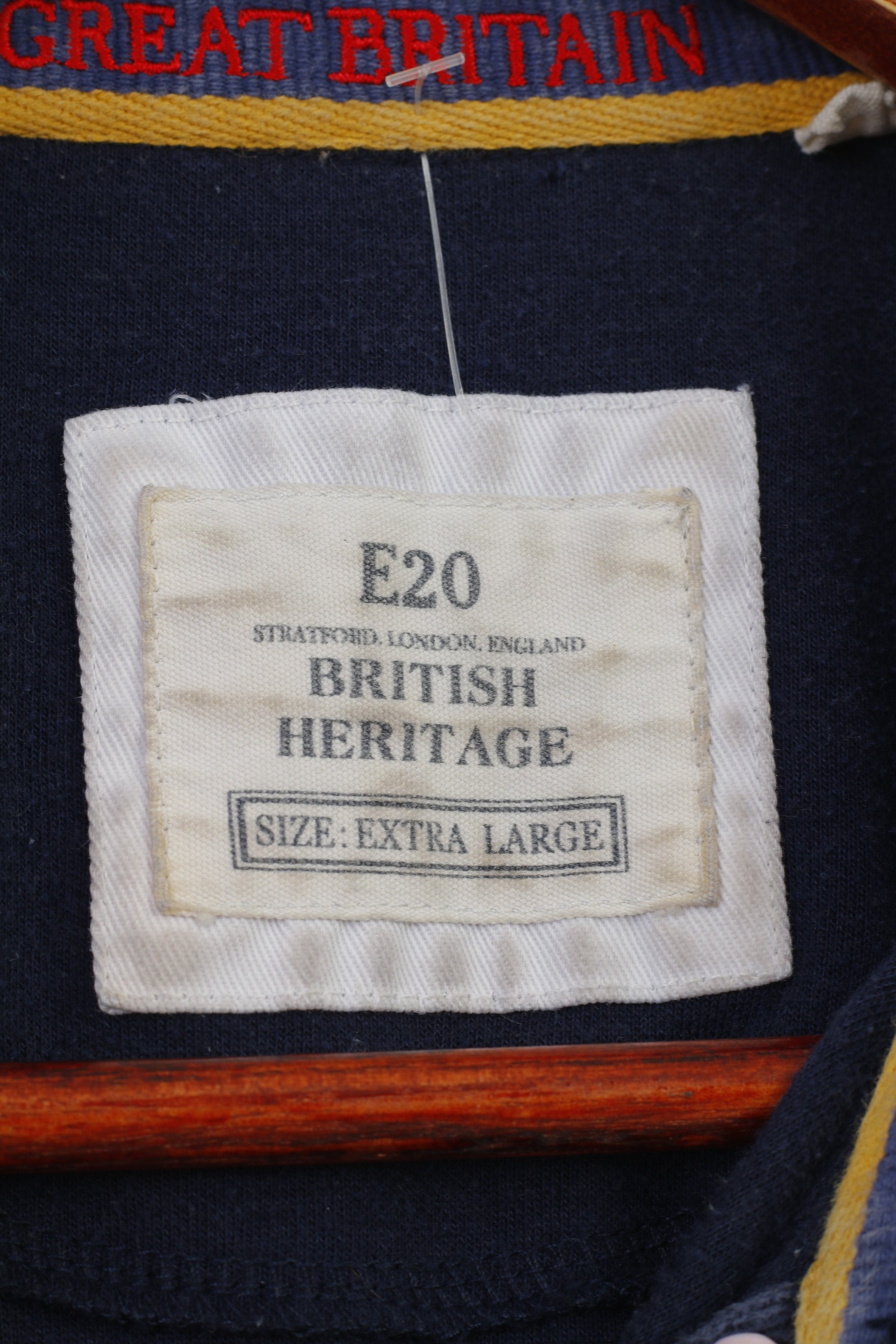 Stratford Hommes XL Polo Londres Angleterre Boutons Détaillés Manches Courtes Vintage Marine E20 Haut 