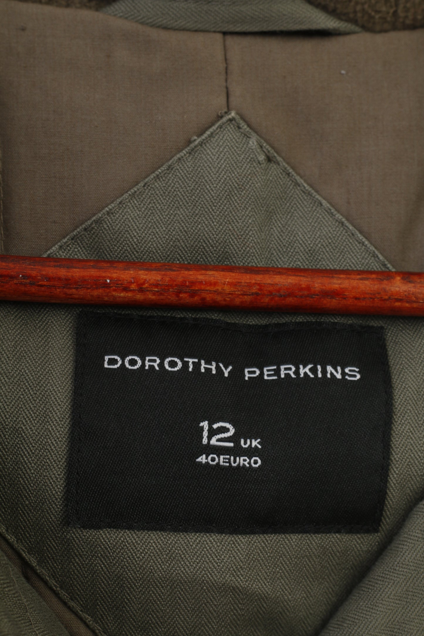 Dorothy Perkins Femmes 12 40 M Veste Kaki À Capuchon Rembourré Coton Fermeture Éclair Complète Bas Haut Vintage