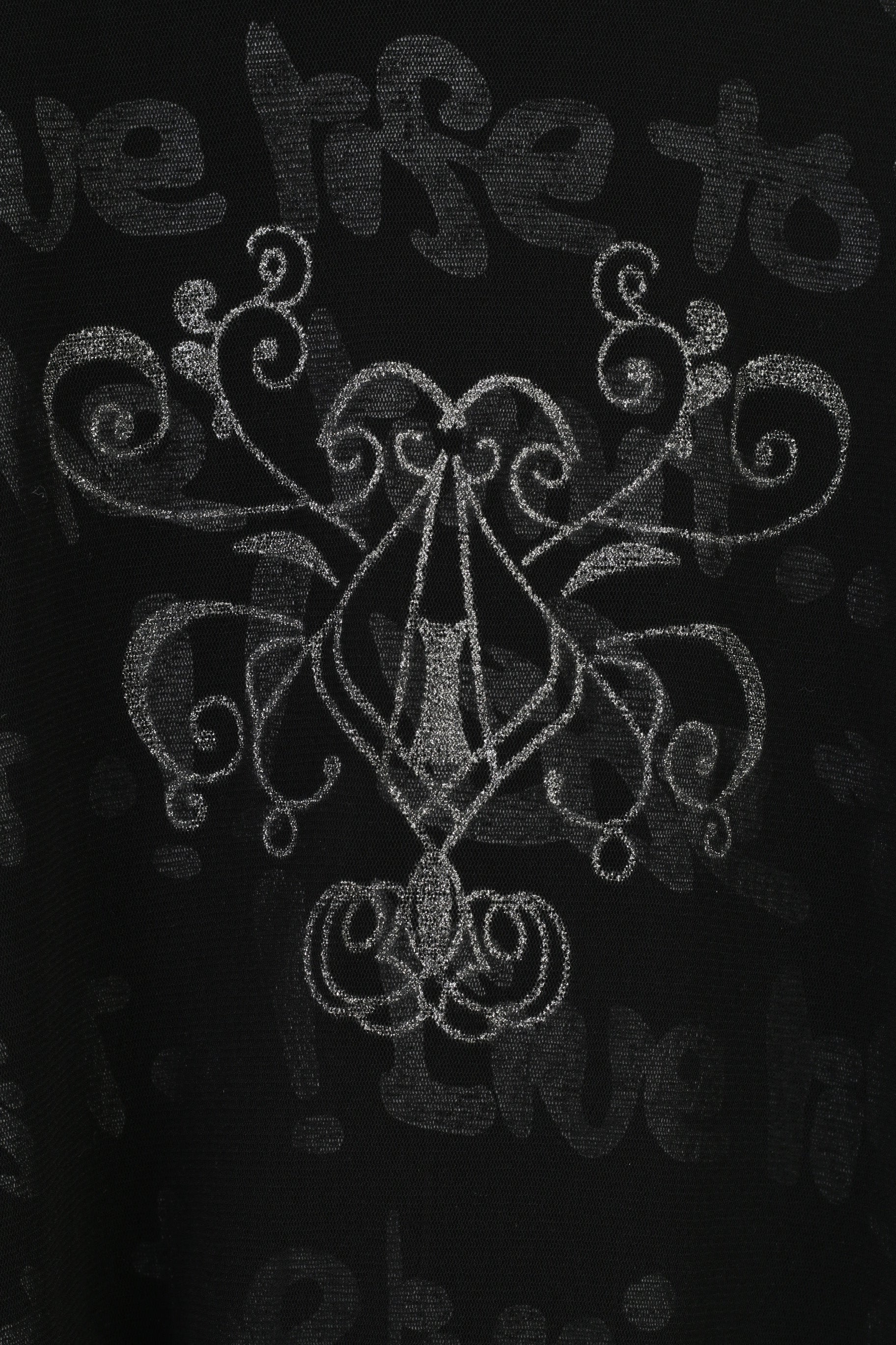 Notiz Maglietta da donna a maniche lunghe con grafica in rete nera, girocollo, top elasticizzato vintage 