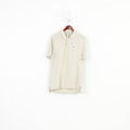 Ralph Lauren Polo Jeans Men L Polo Shirt Beige Collar Short Sleeve Vintage Cotton Top