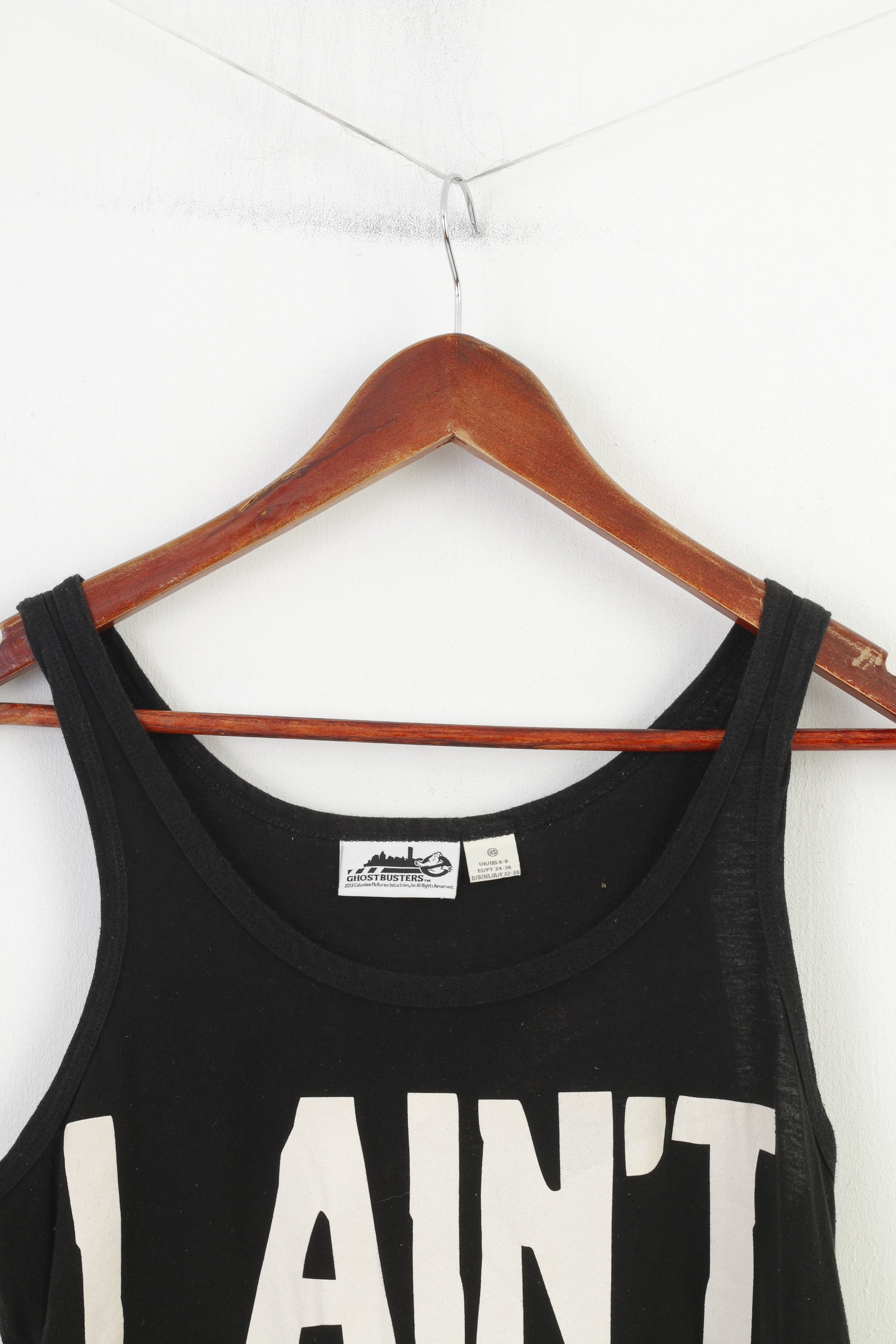 Ghostbusters Canotta da donna XS Canottiera Canottiera Canottiera estiva con grafica fantasma vintage in cotone nero 