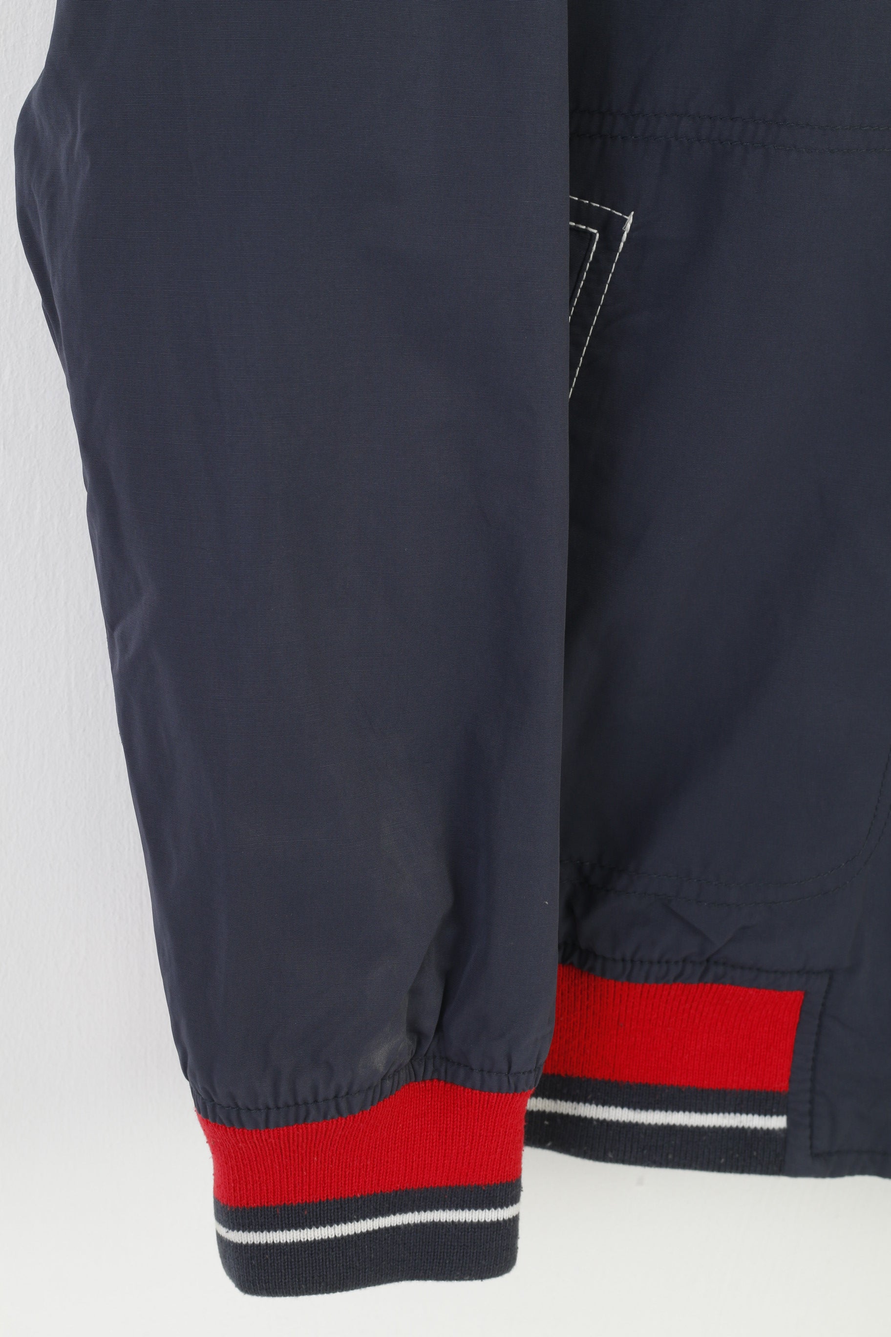 Christian Berg Giacca da uomo 40 M in nylon blu impermeabile leggero Coppa da vela con cerniera intera Top vintage