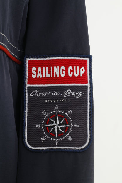 Christian Berg Men 40 M Jacket Blue Nylon Waterproof Lightweight Sailing Cup Full Zipper Vintage Top