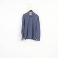 Charles Tyrwhitt Men XL Polo Shirt Blue Cotton Detailed Buttons  Long Sleeve Vintage Top