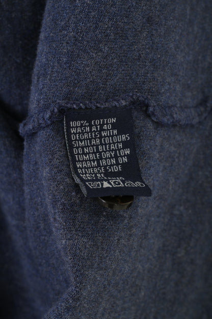 Polo Charles Tyrwhitt da uomo XL in cotone blu con bottoni dettagliati e manica lunga vintage 