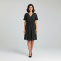 Monteau Los Angeles Women L (M) Midi Dress Black White Dots Vintage St – Retrospect Clothes