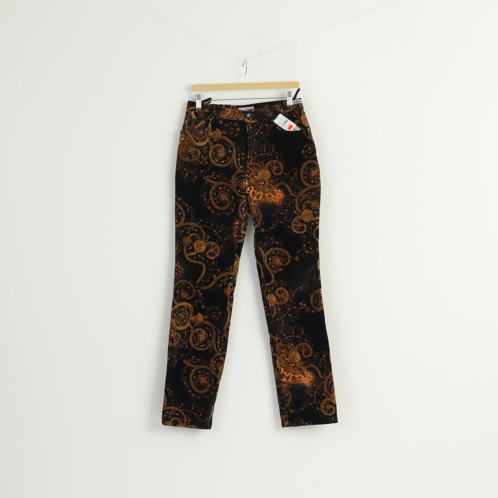 New La Strada Women 42 Trousers Brown Cotton Stretch Design Casual Pants