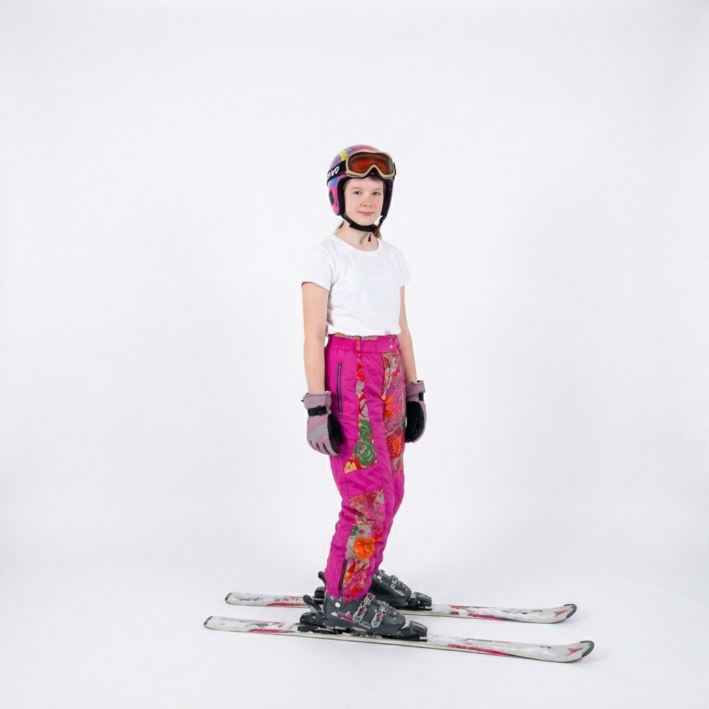Vintage Girl 164 Ski Trousers Pink Nylon Waterproof Snow Pants
