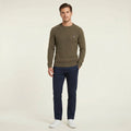 Penguin Men S Jumper Khaki Cotton Knitted Crew Neck Classic Stretch Sweater