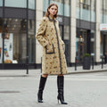 Classic Style Women S Coat Beige Vintage Magnesium Clasp Patterned Retro Top
